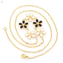 Hot sale stainless steel fashion flower gold plated necklace chain for women